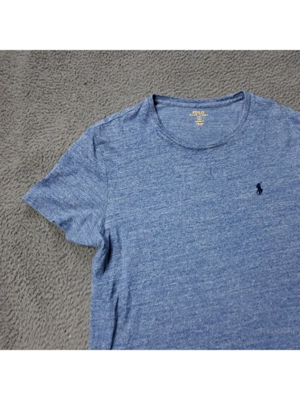 Polo Ralph Lauren T Shirt Mens L Large Custom Fit Cotton Short Sleeve Blue
